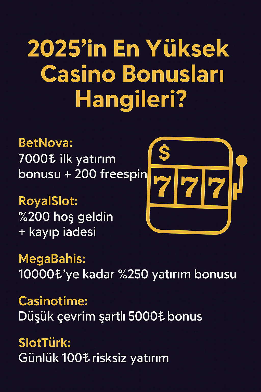 2025’in En Yüksek Casino Bonusları